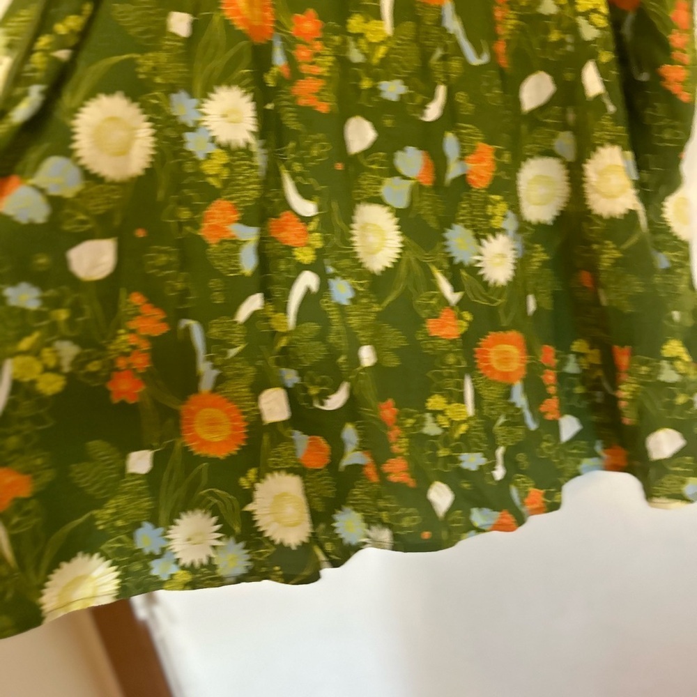 ModCloth Floral Green Skirt Elastic Stretch Waist 1X - Picture 7 of 12